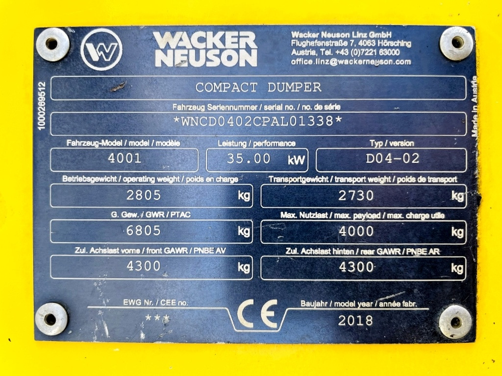 Neuson 4001 (3941) - Мини-самосвал: фото 3 Neuson 4001 (3941) - Мини-самосвал: фото 3