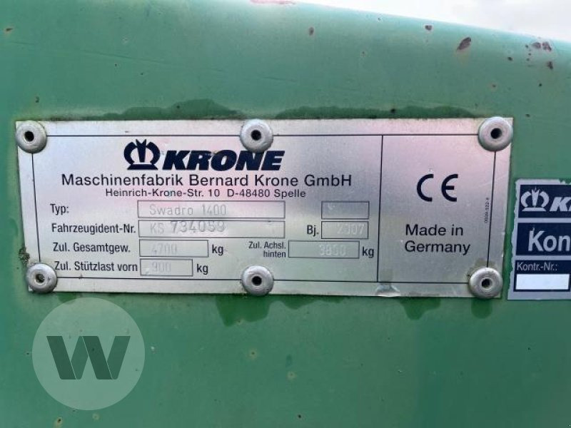Krone Swadro 1400 - Сеноворошилка: фото 3 Krone Swadro 1400 - Сеноворошилка: фото 3