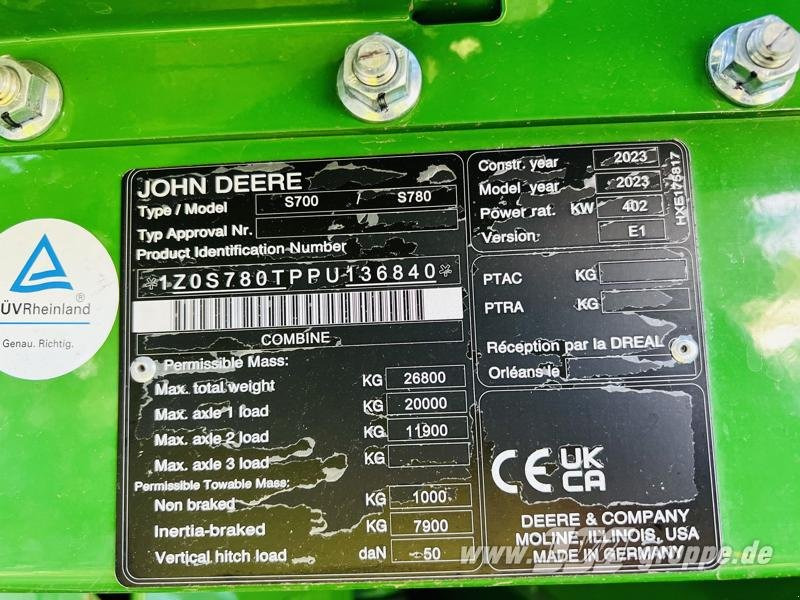 Зерноуборочный комбайн John Deere S780: фото 9