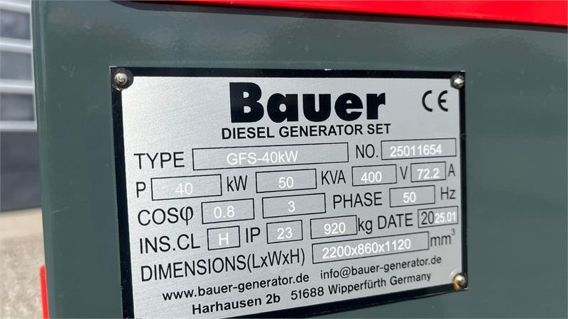 Bauer GFS-40 ATS, 40 kW/50 kVA Fabriksny generator - Электрогенератор: фото 4 Bauer GFS-40 ATS, 40 kW/50 kVA Fabriksny generator - Электрогенератор: фото 4