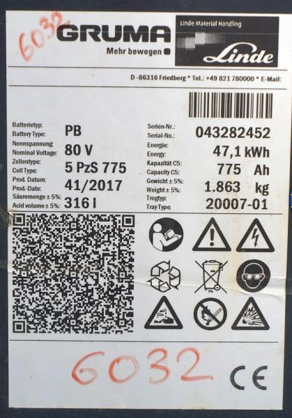 GRUMA 80 Volt 5 PzS 775 Ah - Аккумулятор: фото 5 GRUMA 80 Volt 5 PzS 775 Ah - Аккумулятор: фото 5