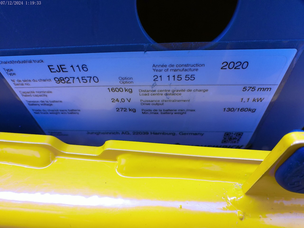 Тележка Jungheinrich EJE 116 LI-ION: фото 7