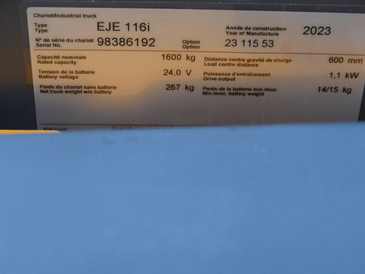 Тележка Jungheinrich EJE 116i LI-ION: фото 7