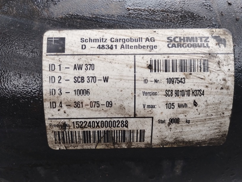 OŚ OSIE SCHMITZ AW 370 W SCB9010/10 CARGOBULL - Подвеска для Прицепов: фото 5 OŚ OSIE SCHMITZ AW 370 W SCB9010/10 CARGOBULL - Подвеска для Прицепов: фото 5