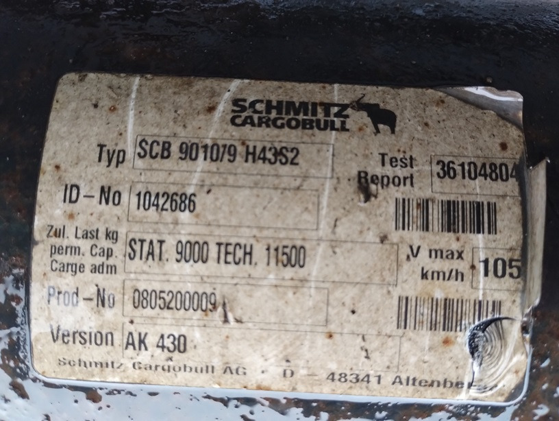 OŚ OSIE SCHMITZ CARGOBULL SCB9010/9 H43S2 AK430 - Подвеска для Прицепов: фото 3 OŚ OSIE SCHMITZ CARGOBULL SCB9010/9 H43S2 AK430 - Подвеска для Прицепов: фото 3