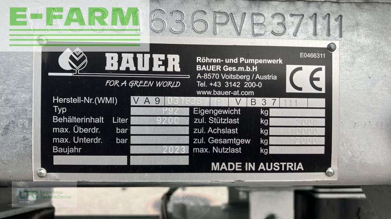 Цистерна для жидкого навоза Bauer p 92: фото 8