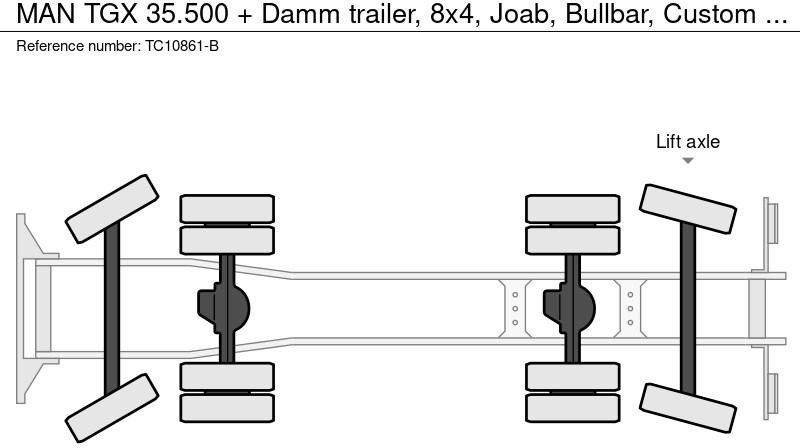 MAN TGX 35.500 + Damm trailer, 8x4, Joab, Bullbar, Custom interieur - Крюковой мультилифт: фото 4 MAN TGX 35.500 + Damm trailer, 8x4, Joab, Bullbar, Custom interieur - Крюковой мультилифт: фото 4