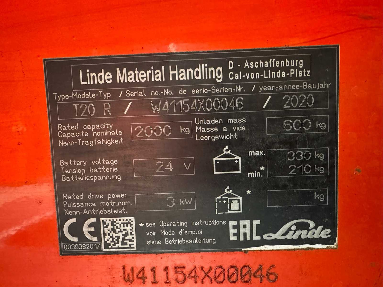 Вилочный погрузчик BATTERY 46/2023 BJ.2020 SERVICE + UVV 08/2026 LINDE T20R PALLET TRUCK STACKER ANT 4,715 HOURS: фото 16