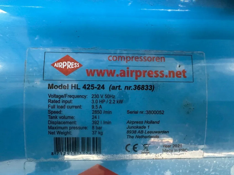 Airpress HL 425-24 Elektrische Zuigercompressor 3 PK 392 L / min 8 Bar Overstock New ! - Воздушный компрессор: фото 3 Airpress HL 425-24 Elektrische Zuigercompressor 3 PK 392 L / min 8 Bar Overstock New ! - Воздушный компрессор: фото 3