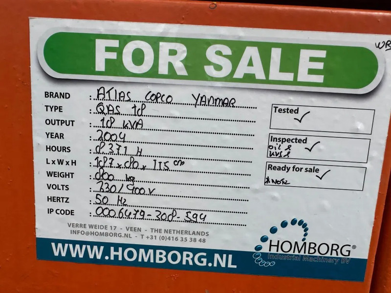 Электрогенератор Atlas-Copco QAS 18 Yanmar Mecc Alte Spa 18 kVA Silent generatorset: фото 14 Электрогенератор Atlas-Copco QAS 18 Yanmar Mecc Alte Spa 18 kVA Silent generatorset: фото 14