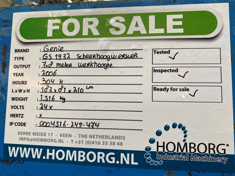 Ножничный подъемник Genie GS 1932 Elektrische Schaarhoogwerker 7.8 meter werkhoogte 304 uur !: фото 17