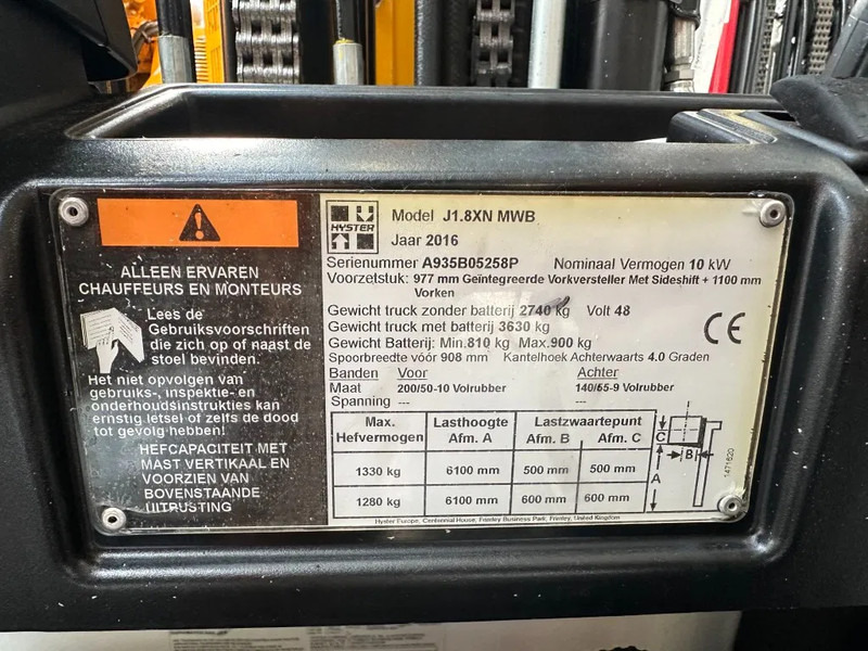 Hyster J1.8XN MWB 1.8 ton Triplex Freelift Sideshift Positioner Elektra Heftruck Accu 2023 - Электропогрузчик: фото 5 Hyster J1.8XN MWB 1.8 ton Triplex Freelift Sideshift Positioner Elektra Heftruck Accu 2023 - Электропогрузчик: фото 5