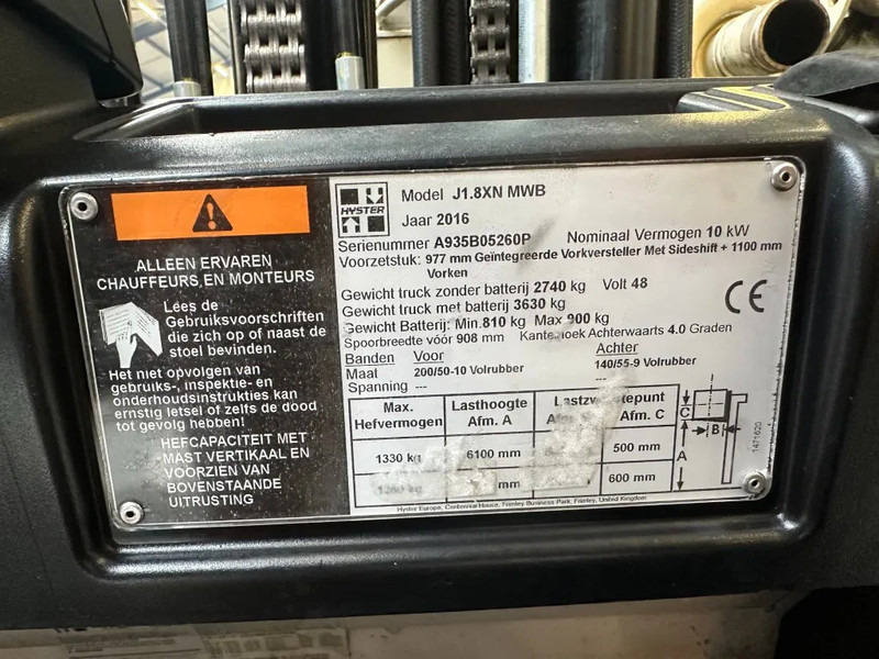 Hyster J1.8XN MWB 1.8 ton Triplex Freelift Sideshift Positioner Elektra Heftruck Accu 2023 - Электропогрузчик: фото 4 Hyster J1.8XN MWB 1.8 ton Triplex Freelift Sideshift Positioner Elektra Heftruck Accu 2023 - Электропогрузчик: фото 4