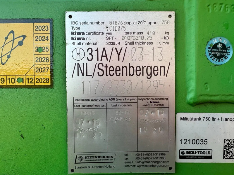 Kiwa IBC Steenbergen 750 liter Dieseltank met Handpomp Milieutank - Морской контейнер: фото 3 Kiwa IBC Steenbergen 750 liter Dieseltank met Handpomp Milieutank - Морской контейнер: фото 3