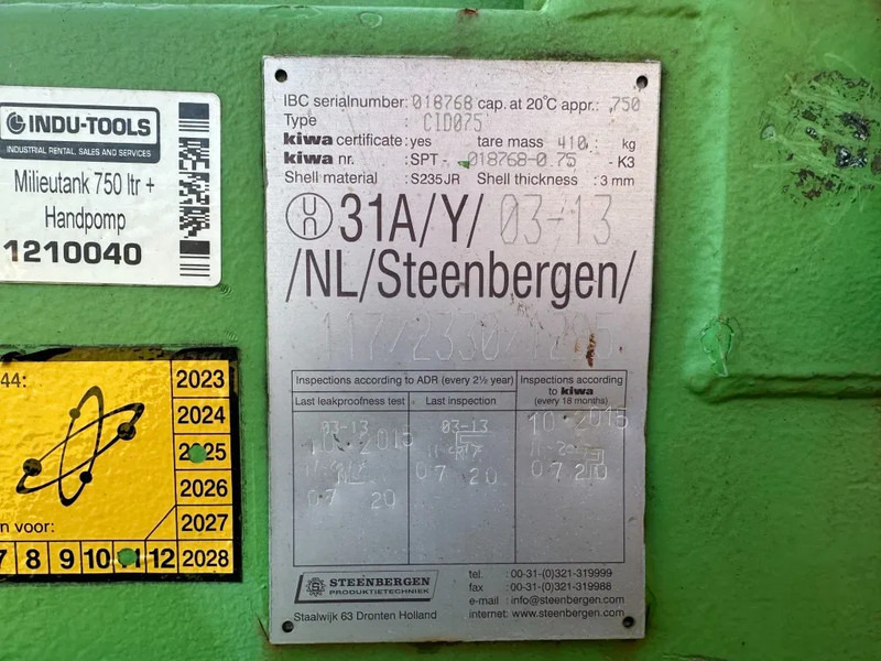 Kiwa IBC Steenbergen 750 liter Dieseltank met Handpomp Milieutank - Морской контейнер: фото 3 Kiwa IBC Steenbergen 750 liter Dieseltank met Handpomp Milieutank - Морской контейнер: фото 3