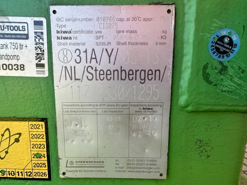 Kiwa IBC Steenbergen 750 liter Dieseltank met Handpomp Milieutank - Морской контейнер: фото 2 Kiwa IBC Steenbergen 750 liter Dieseltank met Handpomp Milieutank - Морской контейнер: фото 2