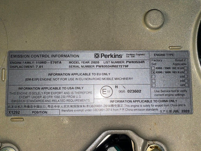 Новый Электрогенератор Perkins 1106D-E70TAG3 Stamford 165 kVA Silent generatorset New !: фото 18 Новый Электрогенератор Perkins 1106D-E70TAG3 Stamford 165 kVA Silent generatorset New !: фото 18