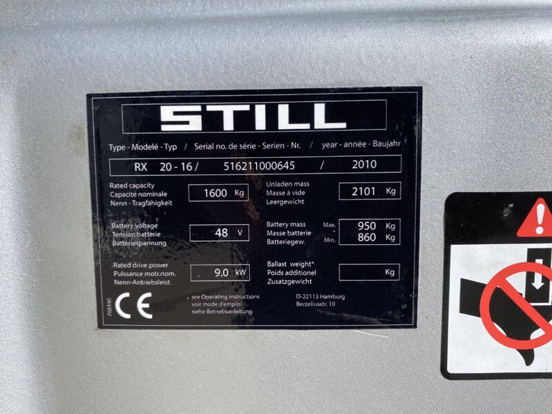 Still RX 20-16 1.6 ton Duplex Freelift Sideshift Elektra Heftruck - Электропогрузчик: фото 4 Still RX 20-16 1.6 ton Duplex Freelift Sideshift Elektra Heftruck - Электропогрузчик: фото 4