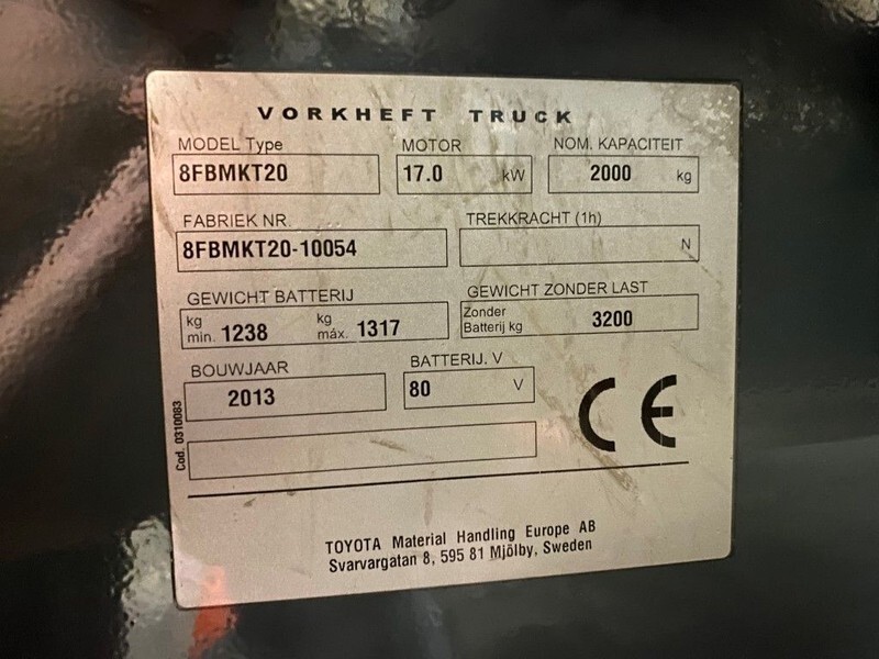 Toyota 2 ton Traigo 20 Duplex Freelift Sideshift Elektra Heftruck - Электропогрузчик: фото 5 Toyota 2 ton Traigo 20 Duplex Freelift Sideshift Elektra Heftruck - Электропогрузчик: фото 5