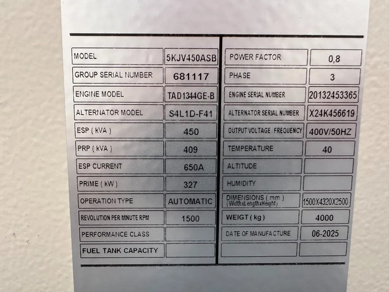 Volvo TAD 1344 GE Stamford 450 kVA Supersilent generatorset New ! - Электрогенератор: фото 3 Volvo TAD 1344 GE Stamford 450 kVA Supersilent generatorset New ! - Электрогенератор: фото 3