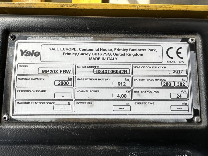 Yale MP 20 X FBW 2 ton Palletwagen Elektra Pallettruck Meerijder - Тележка: фото 5 Yale MP 20 X FBW 2 ton Palletwagen Elektra Pallettruck Meerijder - Тележка: фото 5