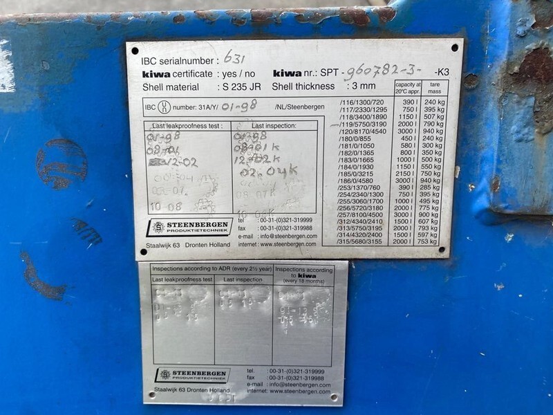 Steenbergen 2000 liter Kiwa IBC dieseltank met handpomp met keuring - Резервуар для хранения: фото 4 Steenbergen 2000 liter Kiwa IBC dieseltank met handpomp met keuring - Резервуар для хранения: фото 4