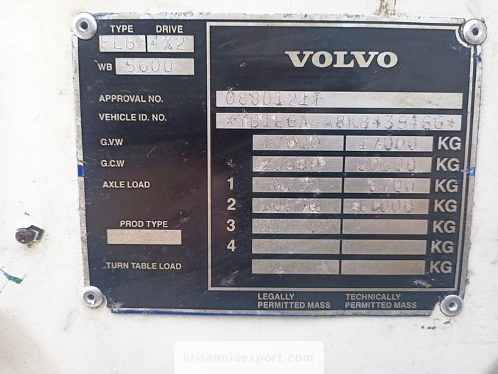 Грузовик-шасси VOLVO FL619 Intercooler | Manual Pump | 19 Ton | On 10 Studs | Full Springs Suspension |: фото 7