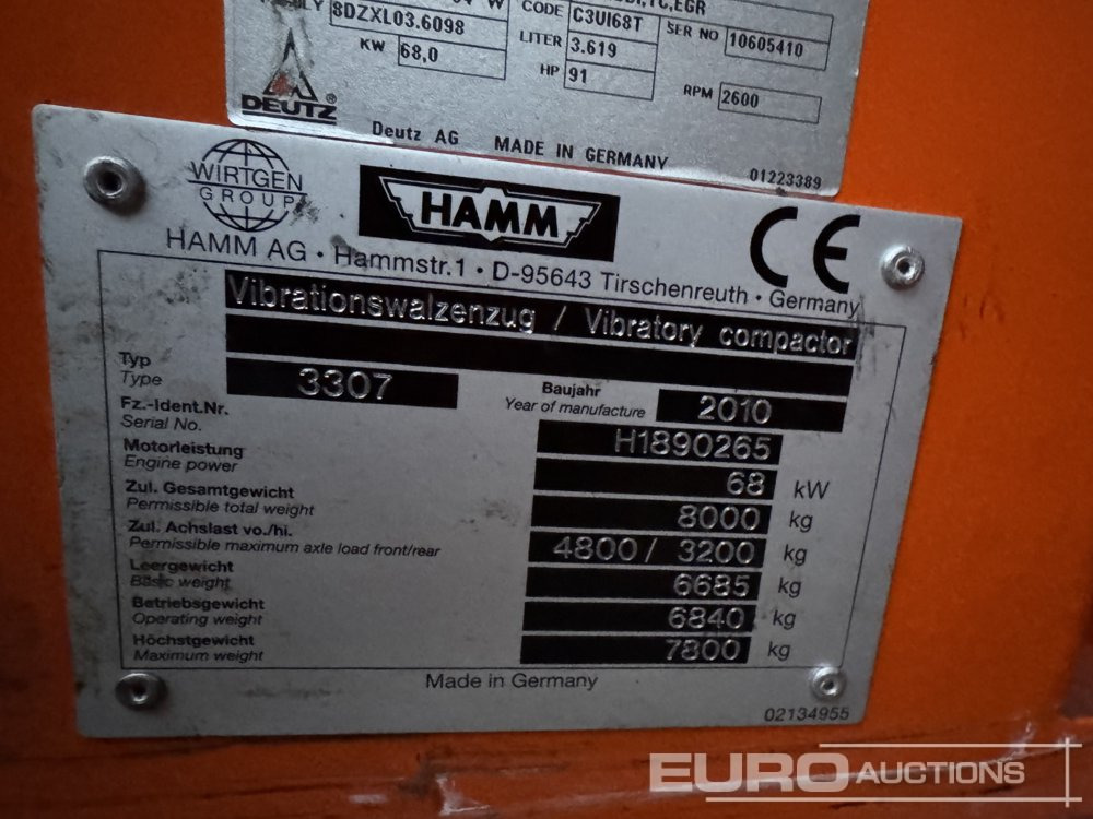 2010 Hamm 3307 - Каток: фото 1 2010 Hamm 3307 - Каток: фото 1