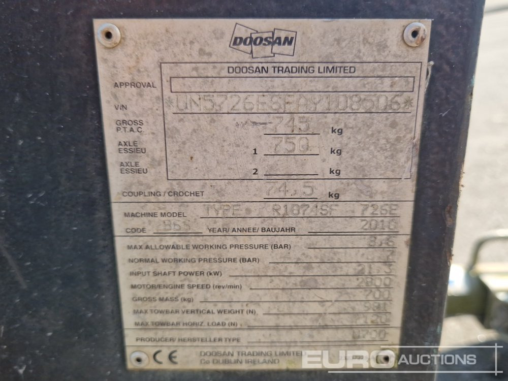 Воздушный компрессор 2016 Doosan 726E: фото 14