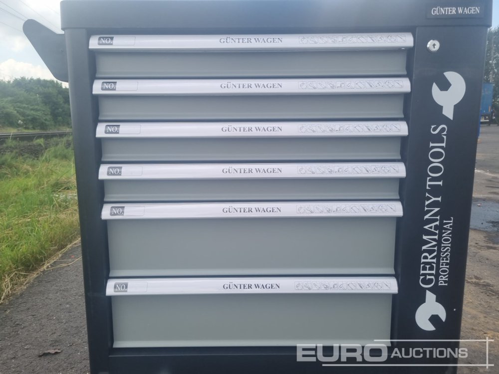 Строительное оборудование Unused Günter Wagen Germany Tool Trolley, 6 Drawers with 220 Pieces: фото 6