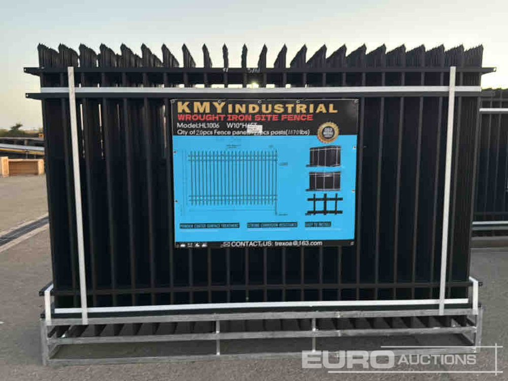 Unused 2025 KMY Industrial Iron Site Fence, Qty (20 of) Fence Panels, (20 of) Posts (W10XH6') Powder Coated Surface - Инструмент/ Оборудование: фото 2 Unused 2025 KMY Industrial Iron Site Fence, Qty (20 of) Fence Panels, (20 of) Posts (W10XH6') Powder Coated Surface - Инструмент/ Оборудование: фото 2