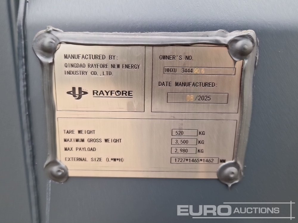 Unused 2025 Rayfore 6' Container (1727 x 1465 x 1462mm), Max Load 2980Kg / Contenedor 2,53 m2, Máxima Carga 2980Kg - Морской контейнер: фото 5 Unused 2025 Rayfore 6' Container (1727 x 1465 x 1462mm), Max Load 2980Kg / Contenedor 2,53 m2, Máxima Carga 2980Kg - Морской контейнер: фото 5