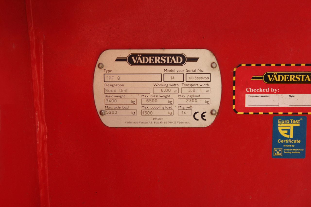 Väderstad Drillmaschine Tempo TPF8 - Сеялка: фото 5 Väderstad Drillmaschine Tempo TPF8 - Сеялка: фото 5
