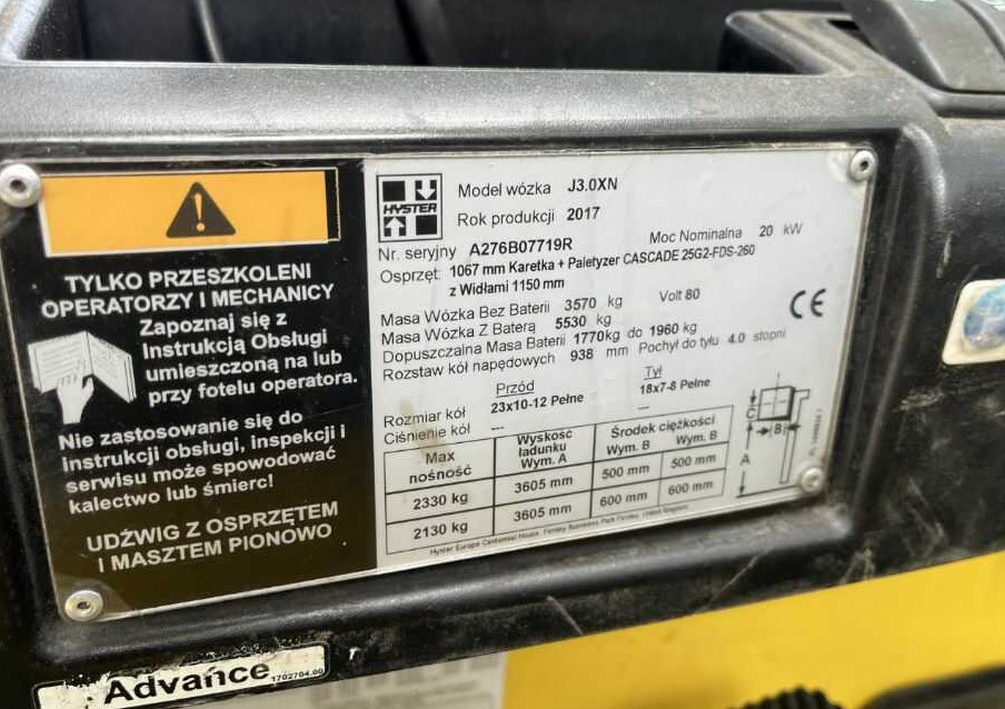 Hyster J3.0XN - Электропогрузчик: фото 4 Hyster J3.0XN - Электропогрузчик: фото 4
