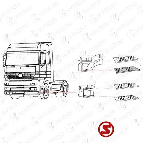 Mercedes-Benz Trede actros mp1 - 2 - 3 mega space l + r - Боковая подножка для Грузовиков: фото 2 Mercedes-Benz Trede actros mp1 - 2 - 3 mega space l + r - Боковая подножка для Грузовиков: фото 2
