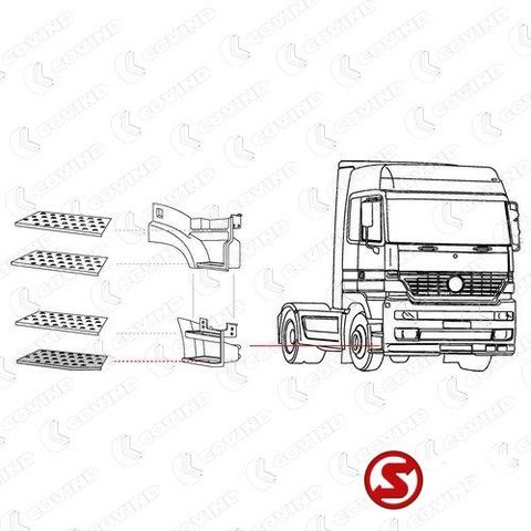 Mercedes-Benz Trede actros mp1 - 2 - 3 mega space rechts - Боковая подножка для Грузовиков: фото 2 Mercedes-Benz Trede actros mp1 - 2 - 3 mega space rechts - Боковая подножка для Грузовиков: фото 2