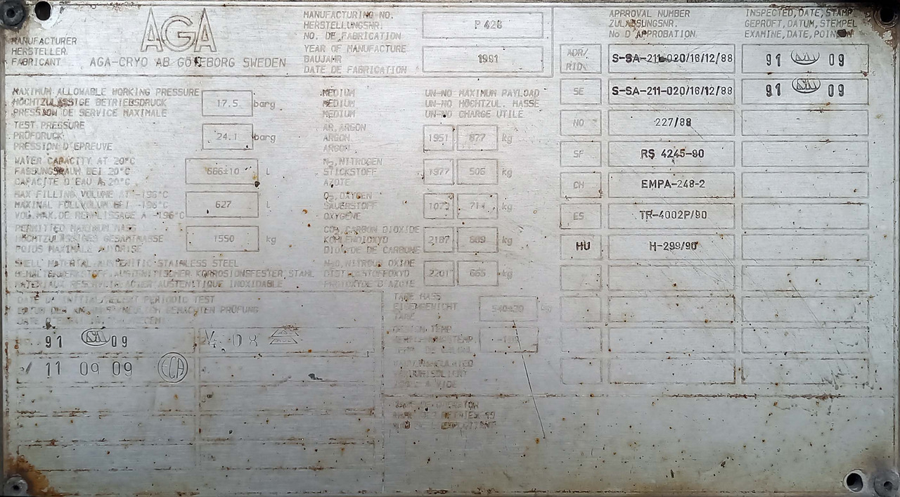 Резервуар для хранения AGA CRYO Pallet tank Gas  for oxygen LOX argon LAR nitrogen vessel N2O,CO2,O2,N2: фото 7