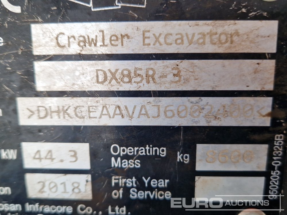 Мини-экскаватор 2018 Doosan DX85-3: фото 44
