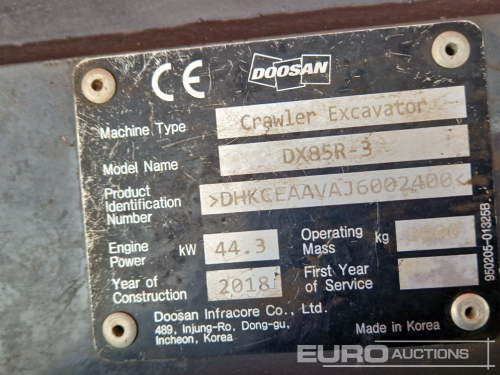 Мини-экскаватор 2018 Doosan DX85-3: фото 43