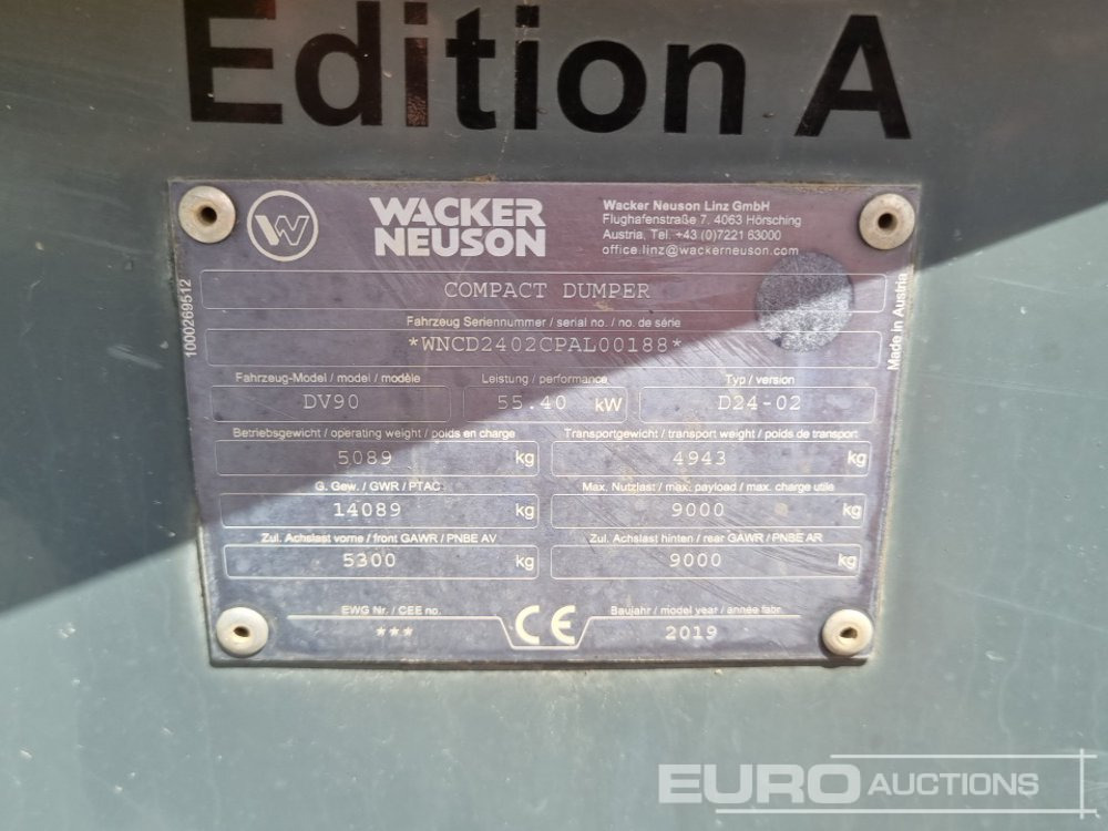 Мини-самосвал 2019 Wacker Neuson DV90: фото 31