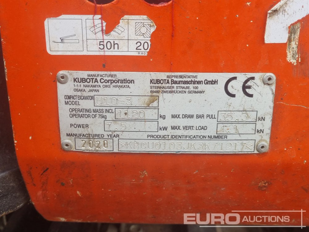 Мини-экскаватор 2020 Kubota U10-3: фото 44