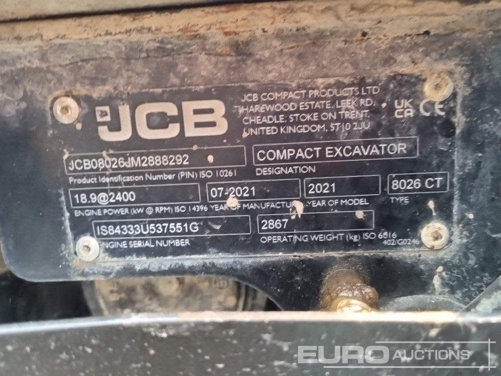 Мини-экскаватор 2021 JCB 8026 CT: фото 44