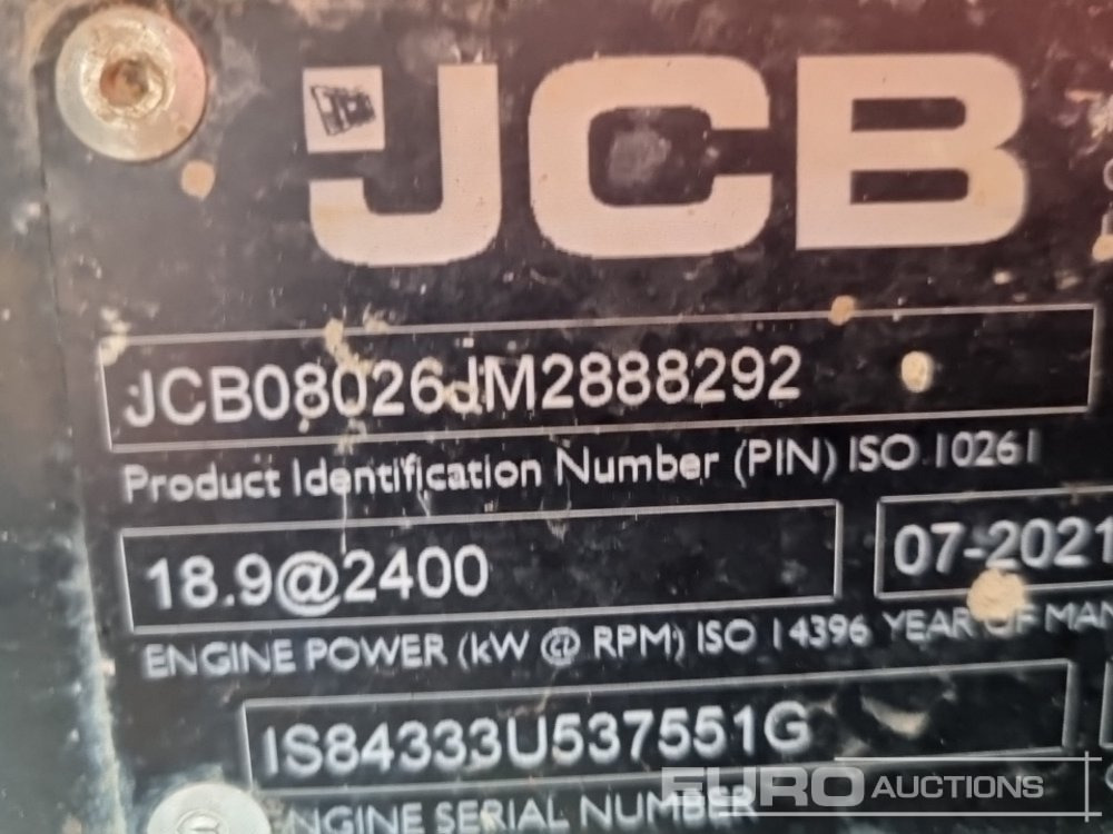 Мини-экскаватор 2021 JCB 8026 CT: фото 45