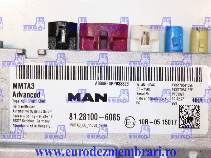CALCULATOR UNITATE MULTIMEDIA MMTA3 MAN TGX TG3 81.28100.6085 - Блок управления для Грузовиков: фото 3 CALCULATOR UNITATE MULTIMEDIA MMTA3 MAN TGX TG3 81.28100.6085 - Блок управления для Грузовиков: фото 3
