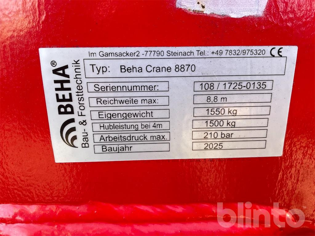 BEHA V1200 mit Kran 8870 (2025) - Лесной прицеп: фото 5 BEHA V1200 mit Kran 8870 (2025) - Лесной прицеп: фото 5